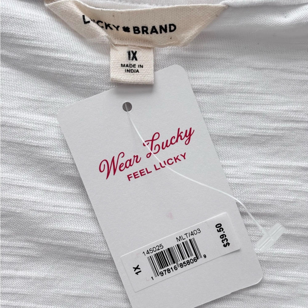 LUCKY BRAND Cowgirl Short Sleeve Embroidered Cotton T-Shirt--1X - Picture 9 of 13